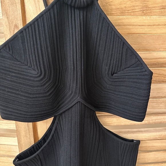 HERVE LEGER Cutout Ring-Embellished Black Bandage Bodysuit Size M - Picture 9 of 14